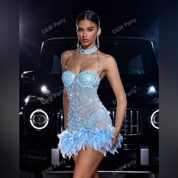 Romper Dress See Through with Rhinestones - Picture 6 of 7